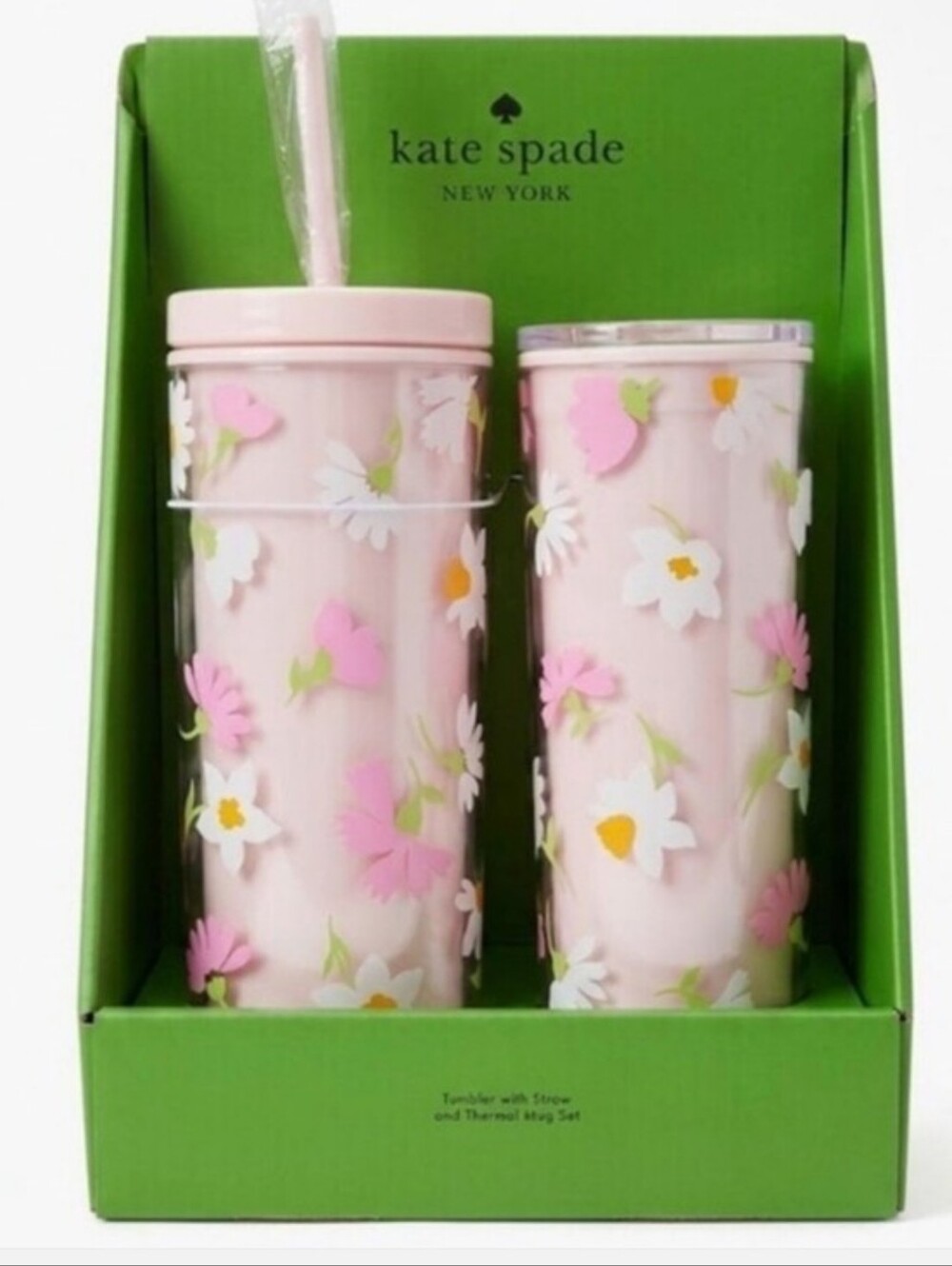 Kate Spade Pink Floral Tumblr & Thermal Mug Box Set NWT